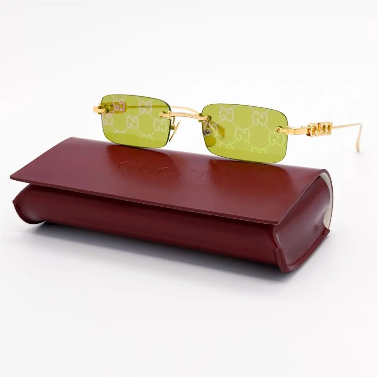 Gucci Sunglasses Gold Unisex Rectangle Eyewear Gucci GG1808S 002