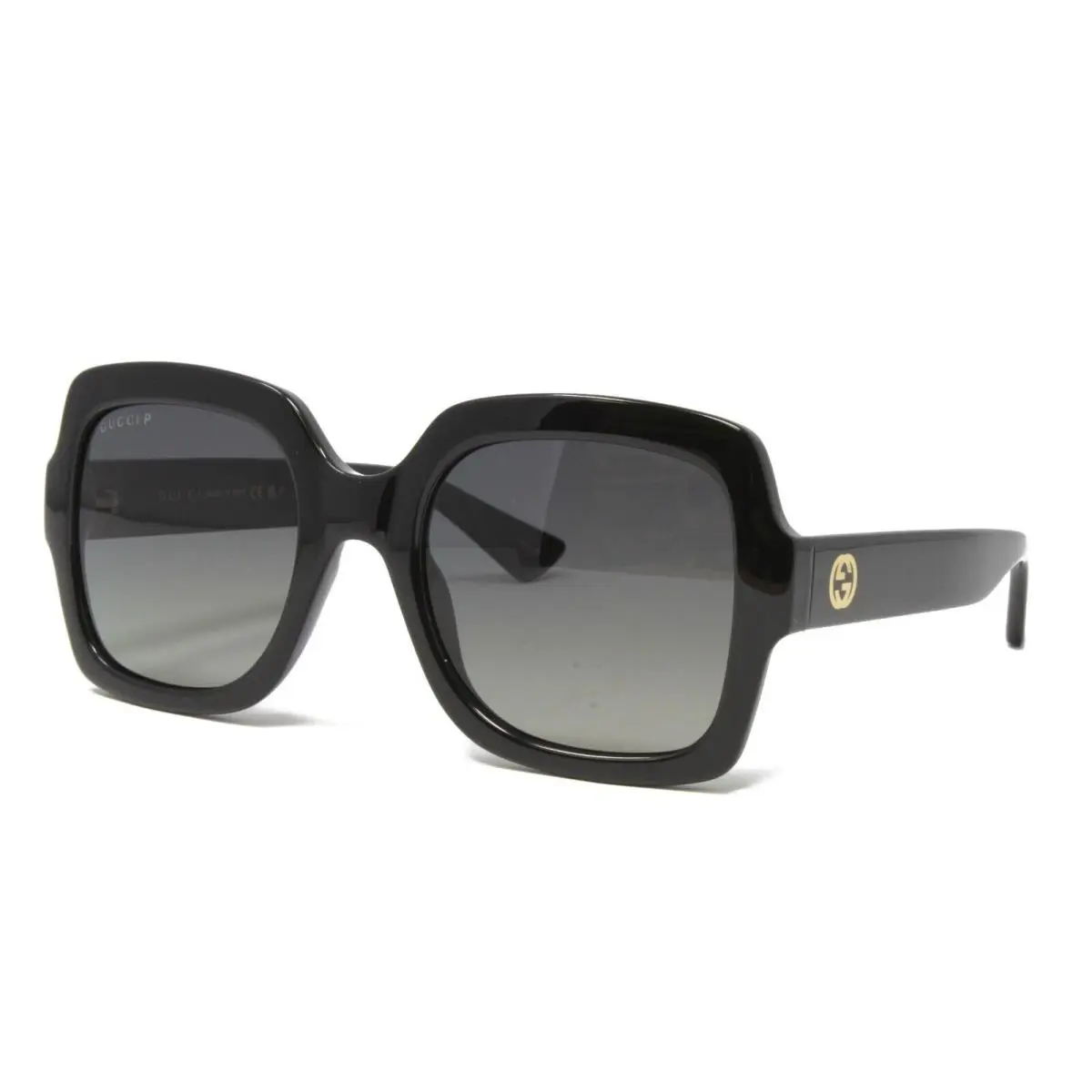 Gucci GG1337S 002 Women`s Sunglasses Black 54mm Square Plastic Frame Logo Italy - Frame: Black, Lens: Gray