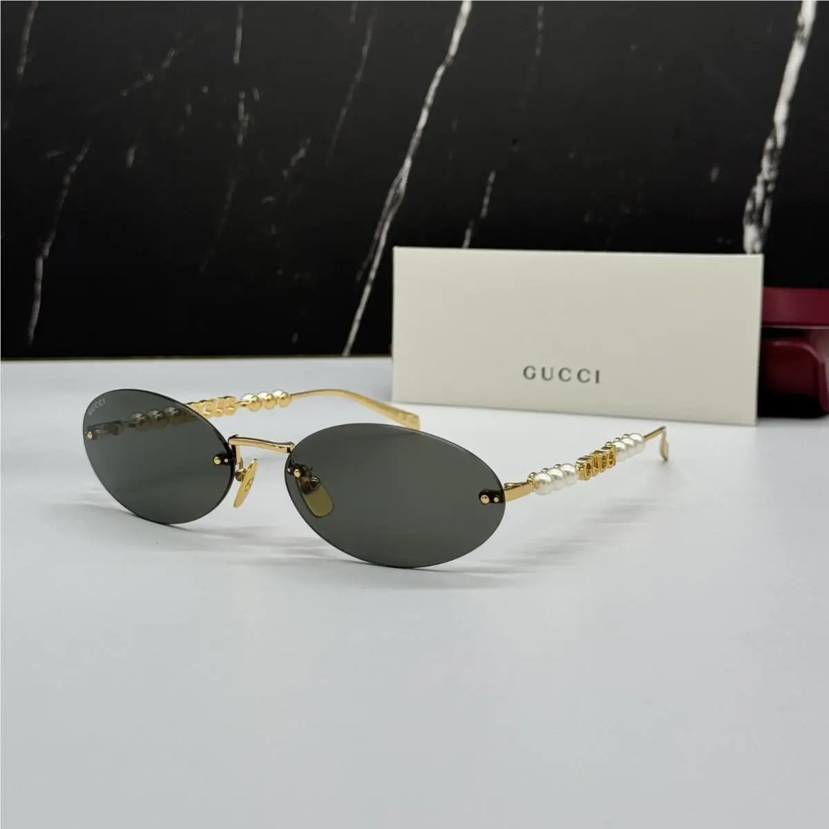Gucci Sunglasses Gold Women Oval Eyewear Gucci GG1922S 001