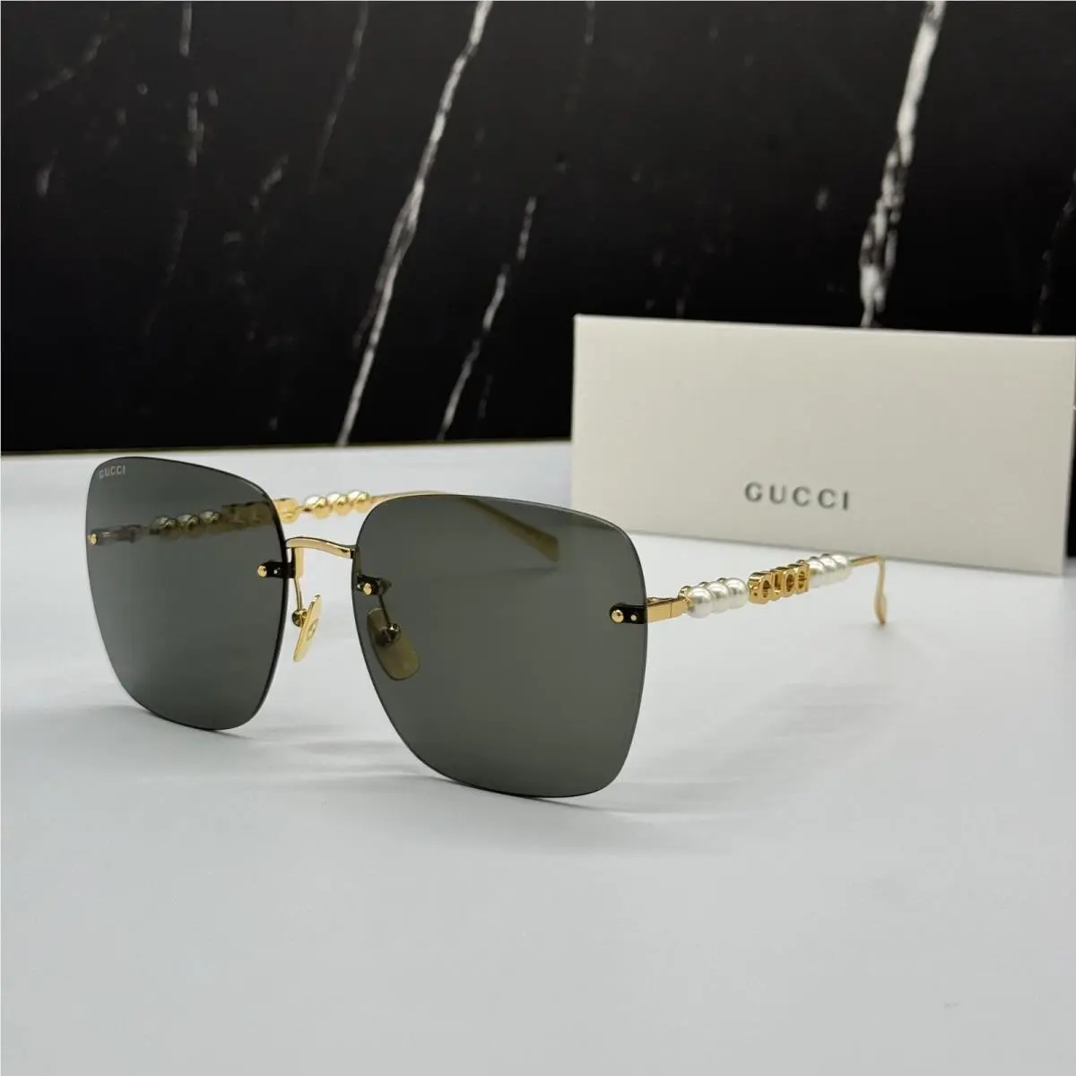 Gucci Sunglasses Gold Grey Women Eyewear Gucci GG1923SA 001