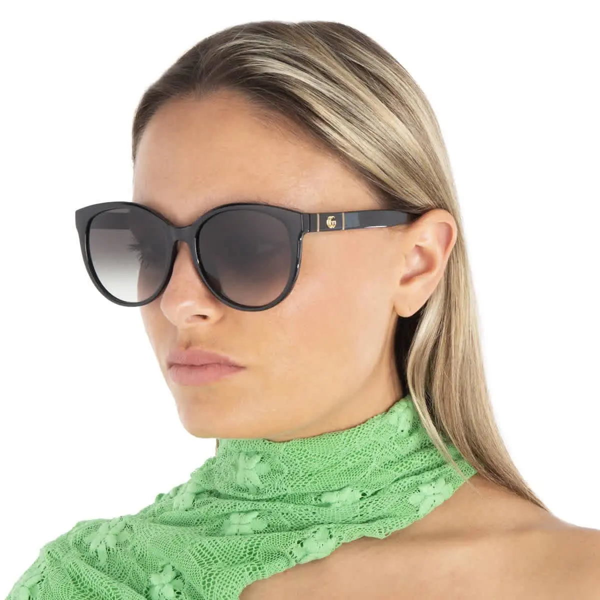 Gucci Asia Fit Cat Eye Black Gray Gradient Sunglasses GG0636SK 001 56 - Frame: Black, Lens: Gray