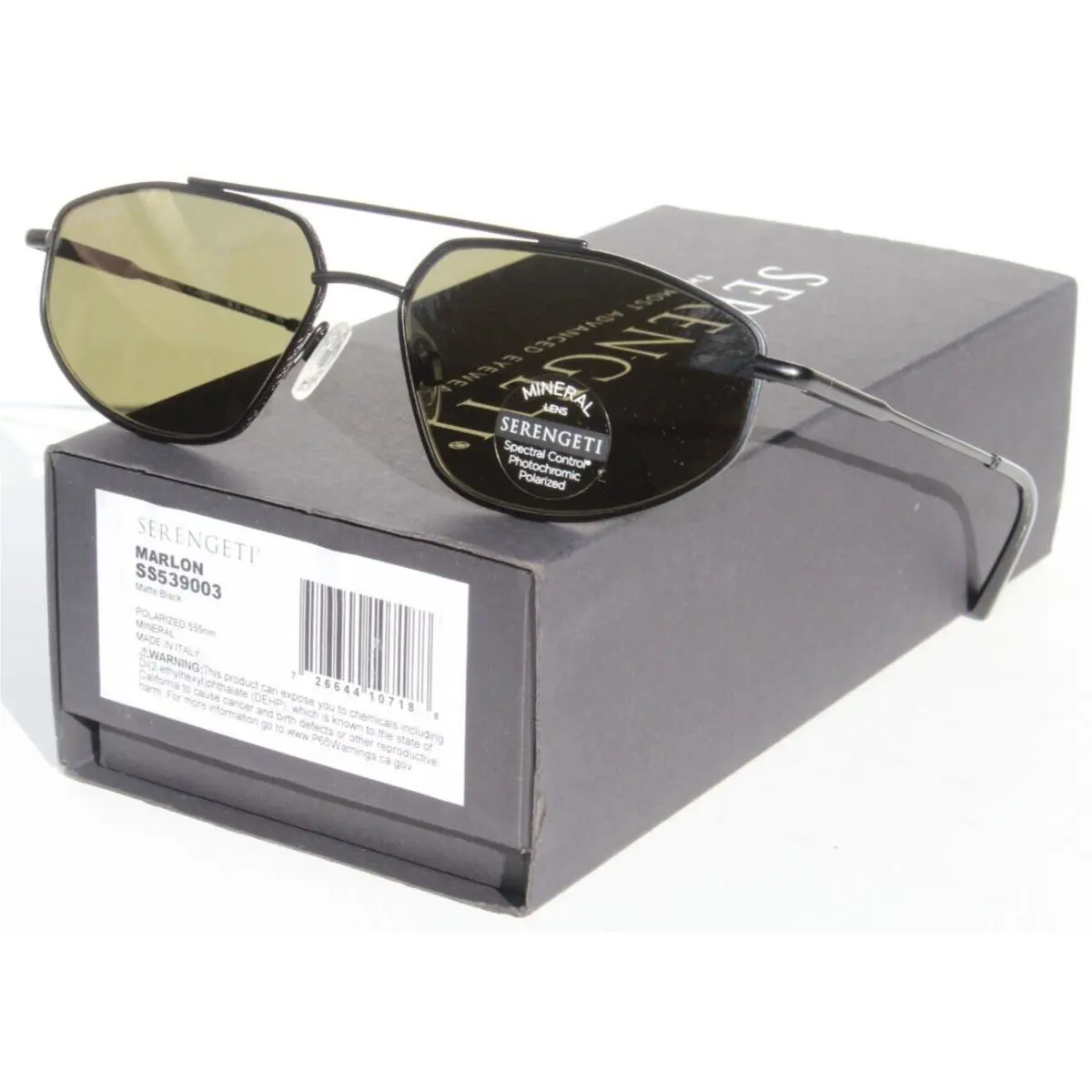 Marlon Polarized Sunglasses Matte Black/555nm Gray SS539003 Italy by Serengeti