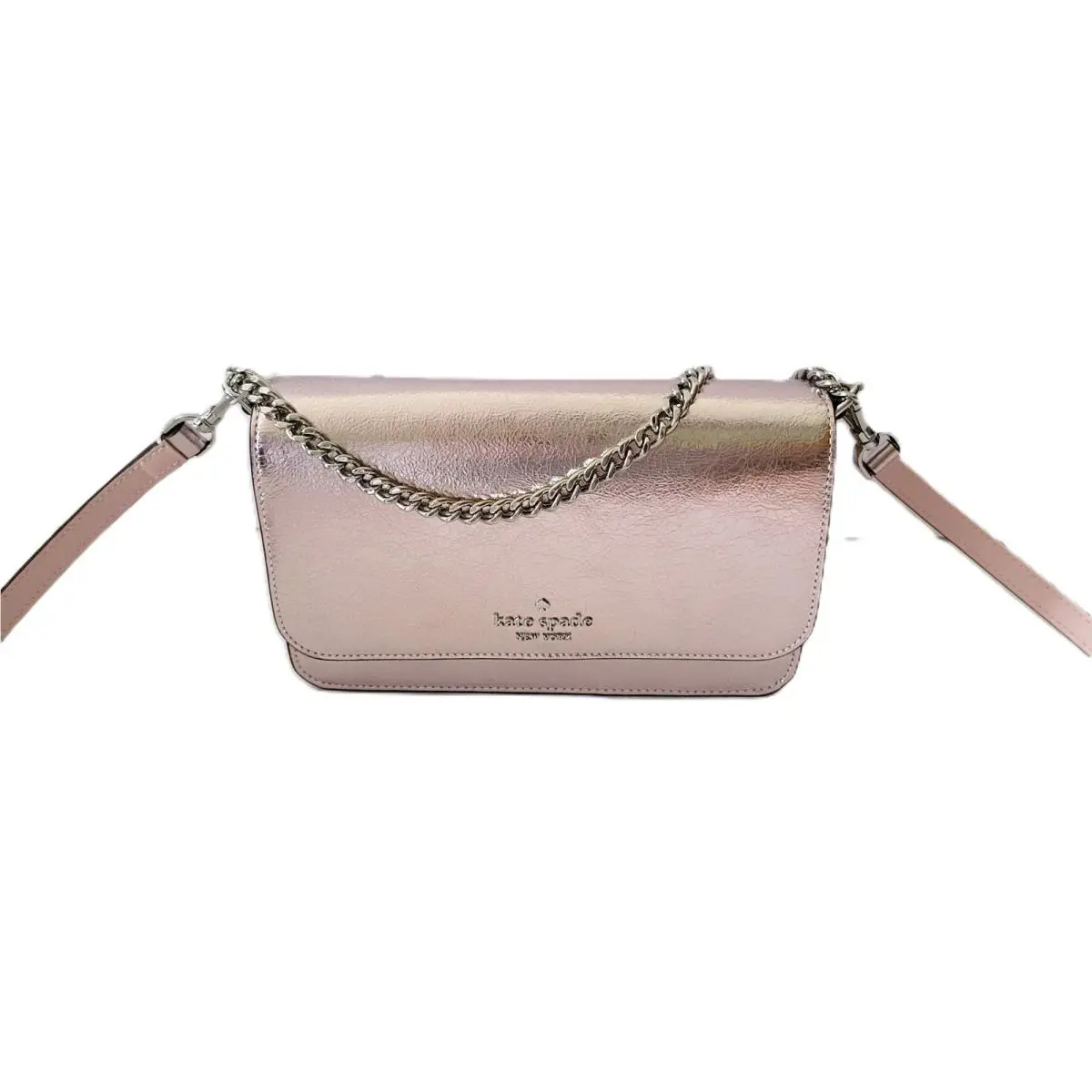 Kate Spade Madison Metallic Lilac Leather Crossbody Bag Chain Purse KN218