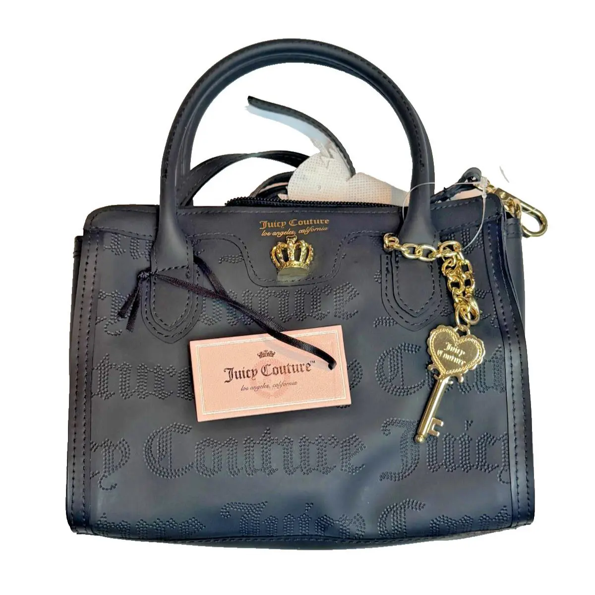 Juicy Couture Clear Skies Juicy Satchel Crossbody Bag W Key Charm Black