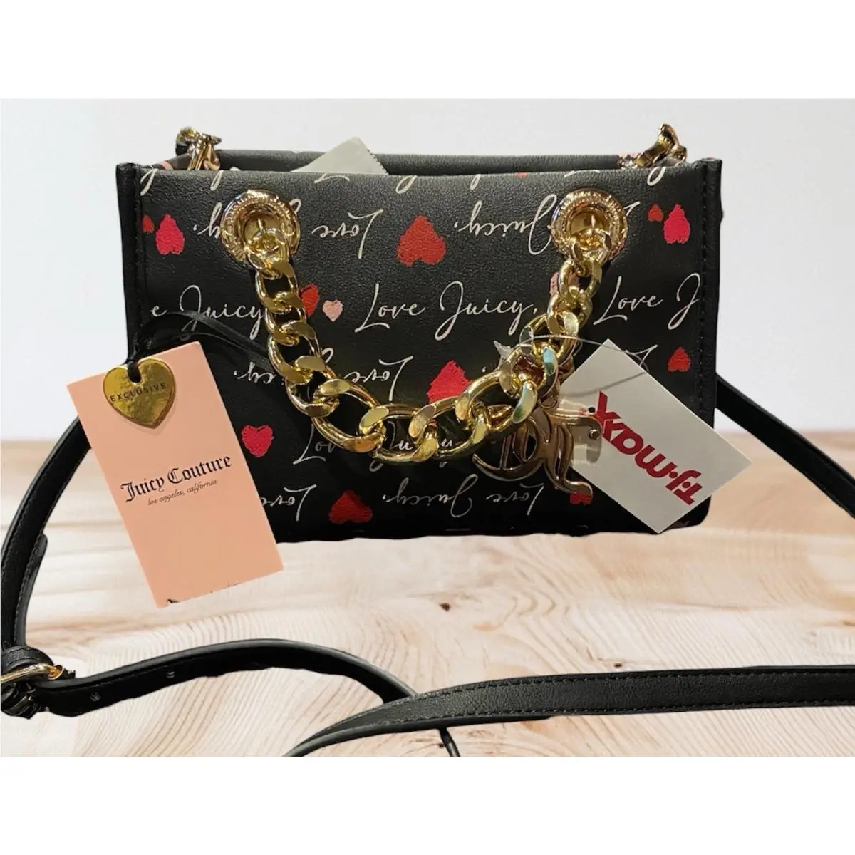 Juicy Couture Love Letter Exclusive Crossbody Bag Tote Purse Gold Detailing