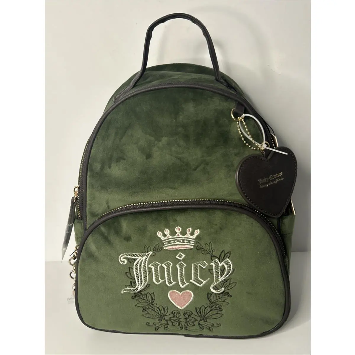 Juicy Couture Super Green Chocolate Heritage Backpack 11jccq7jc-sg Velour