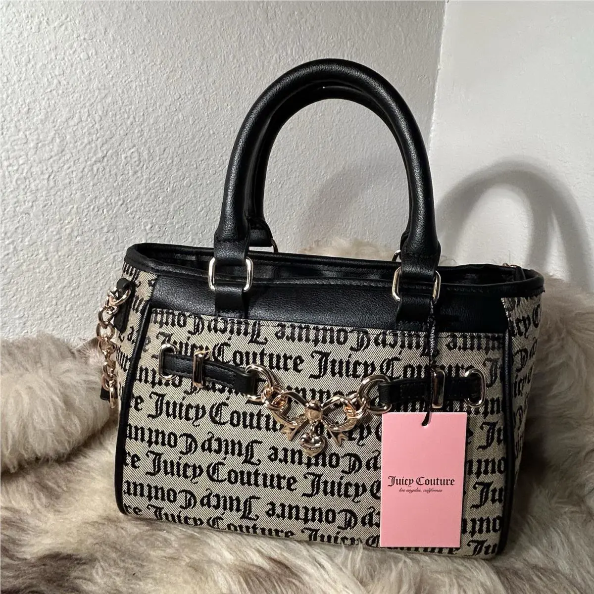 Juicy Couture Juicy Darling Satchel / Crossbody - Black Beige