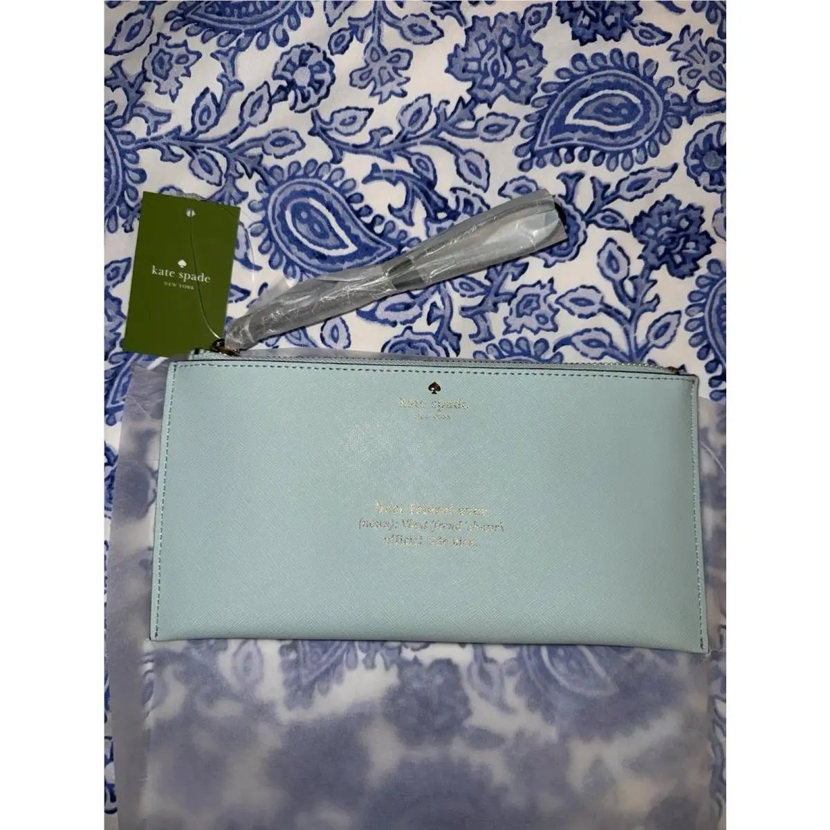 Wedding Belles Best Friend Large Blue Clutch Wristlet Retired by Kate Spade