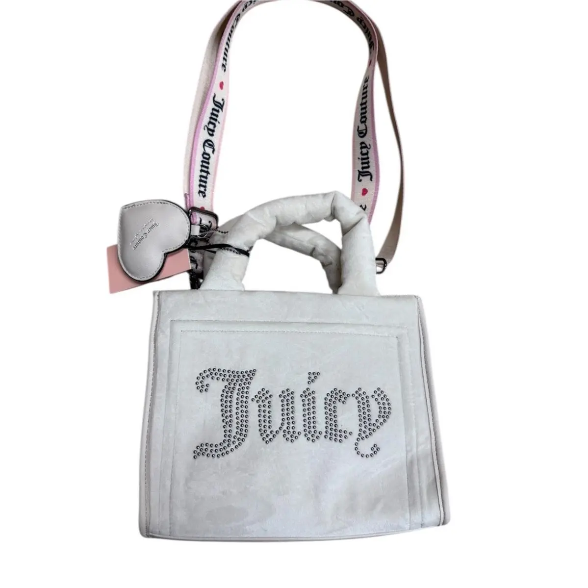 Angel Cream Extra Spender Mini Tote Crossbody Shoulder Bag Velour by Juicy Couture