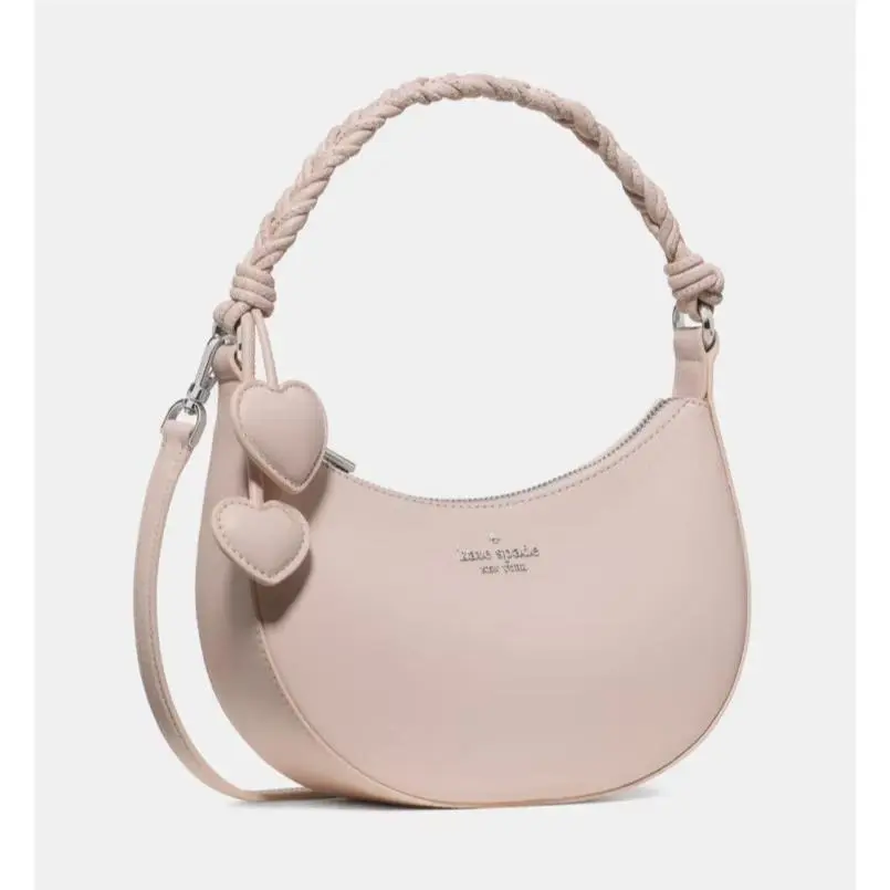 Kate Spade New York Nova Braided Strap Shoulder Leather Bag Heart Charm