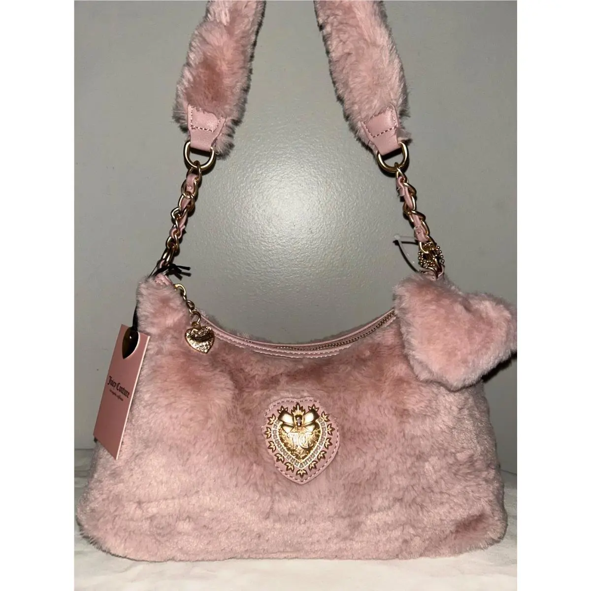 Juicy Couture Fur Love Furry Friends Hobo Bag Dusty Blush Pink