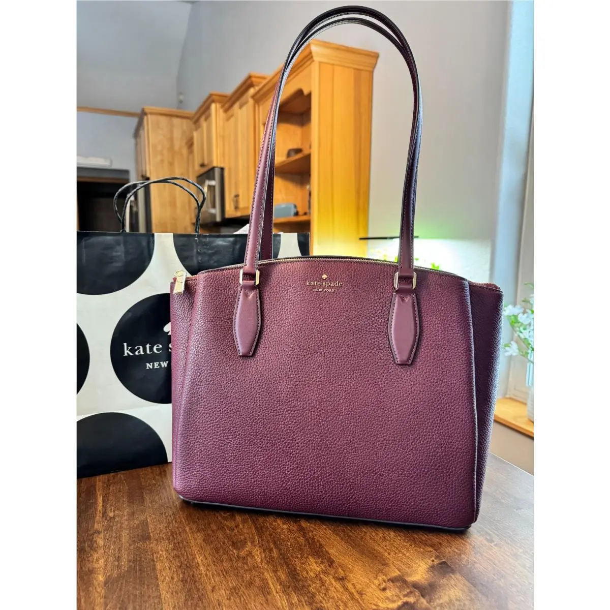 Kate Spade Monet Large Triple Compartment Tote - Dark Merlot Laptop Work School