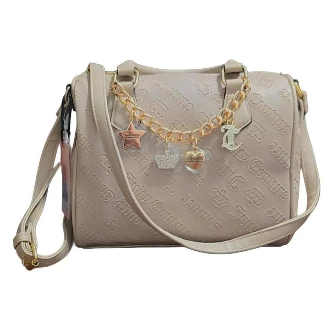 Juicy Couture Not Your Babe Satchel - Embossed Cafe Tan - Cute Charms