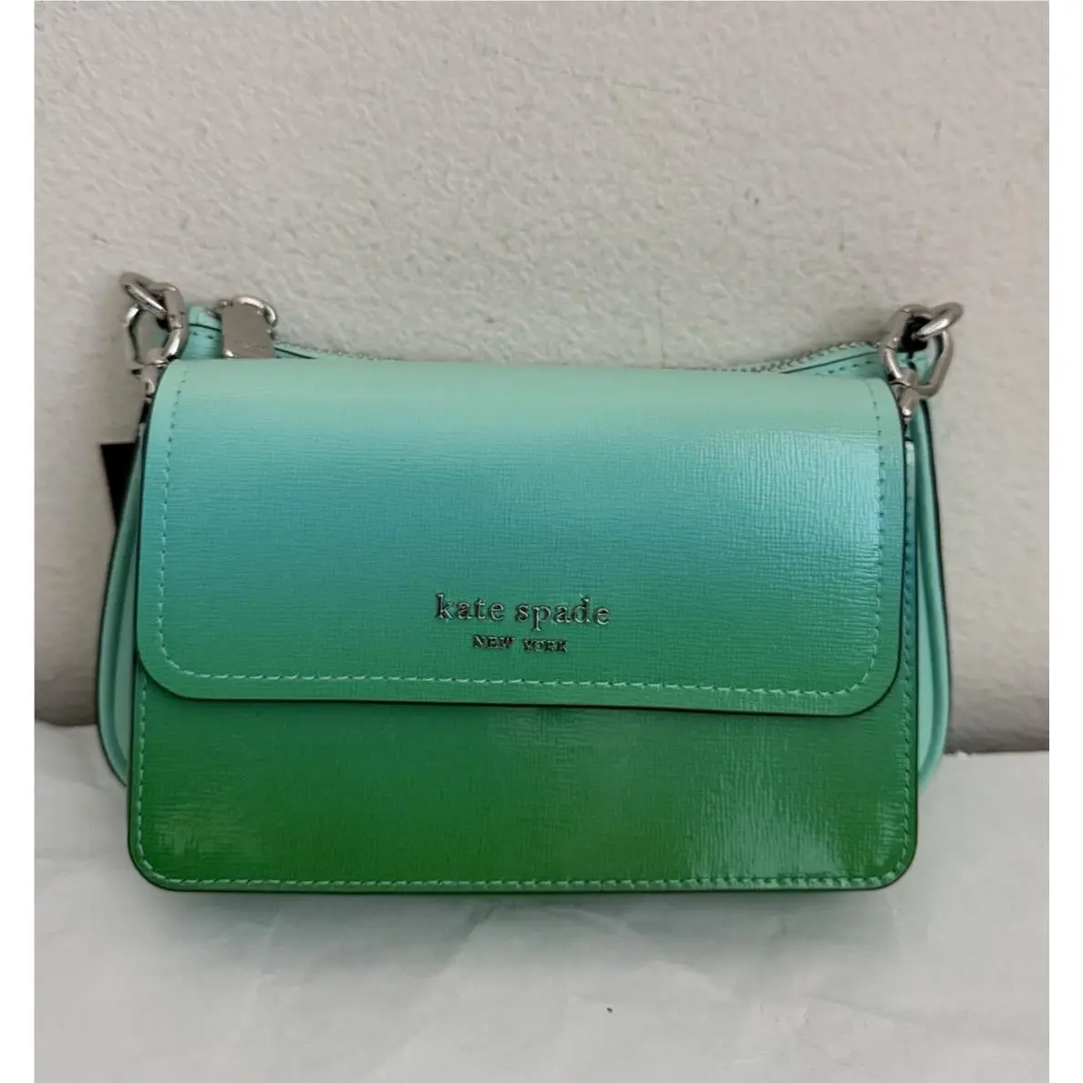 Kate Spade Double Up Ombré Saffiano Leather Crossbody Bag Mint Liqueur Multi