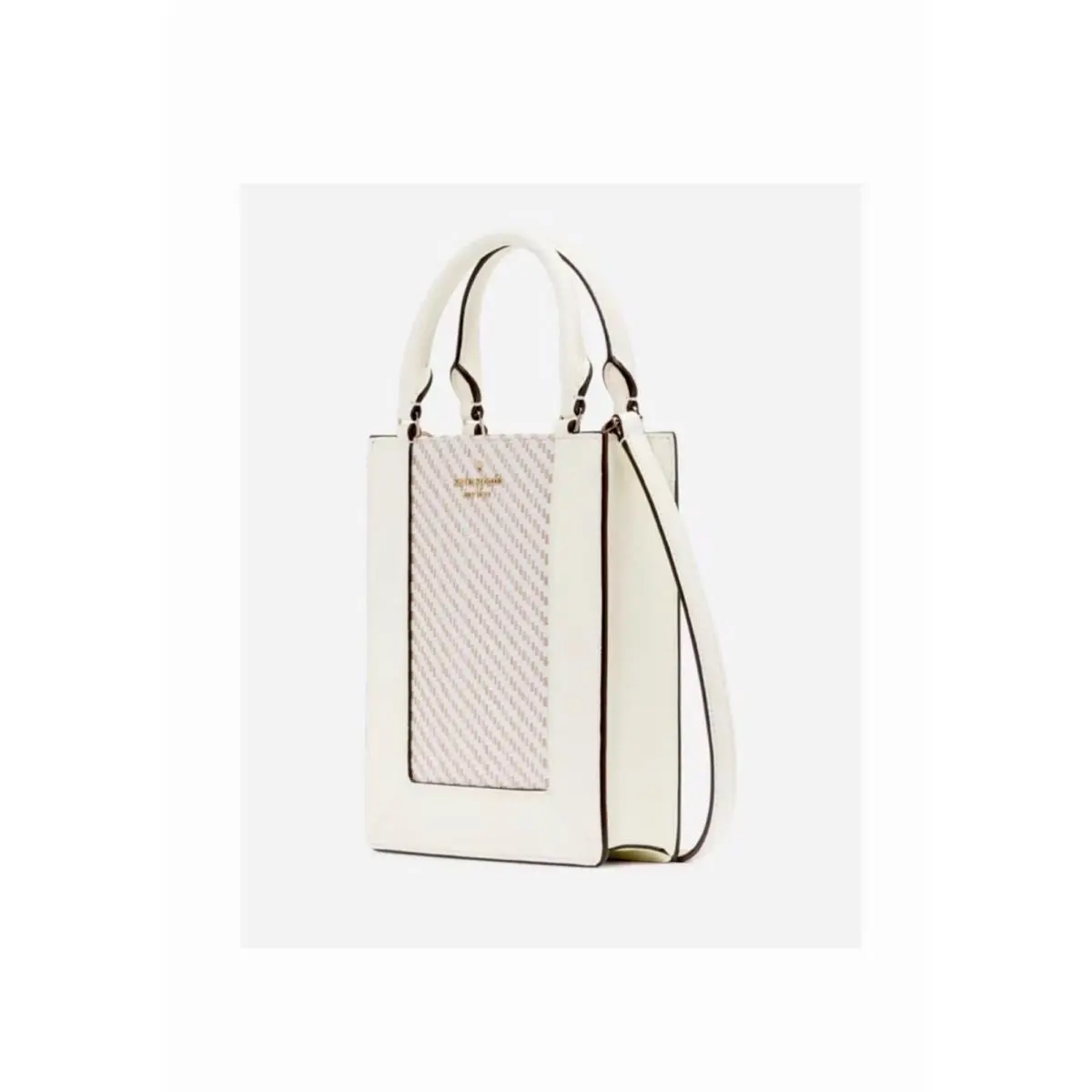 Kate Spade Lena Leather Woven Straw Mini Top Handle Crossbody Bag Ivory