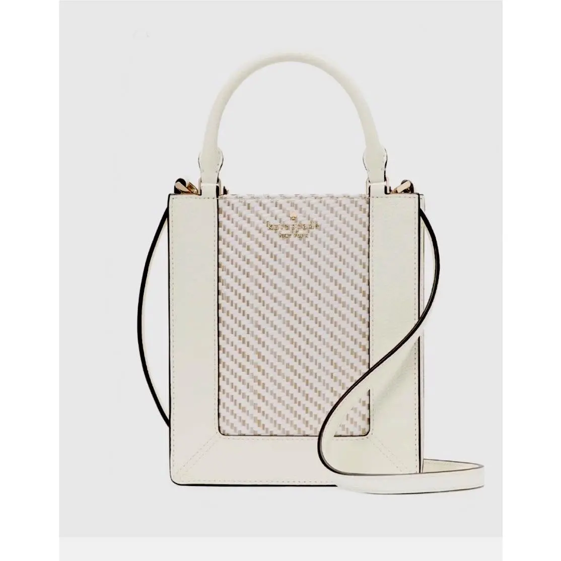 Kate Spade Lena Mini Top Handle Tote Crossbody Bag Meringue Straw