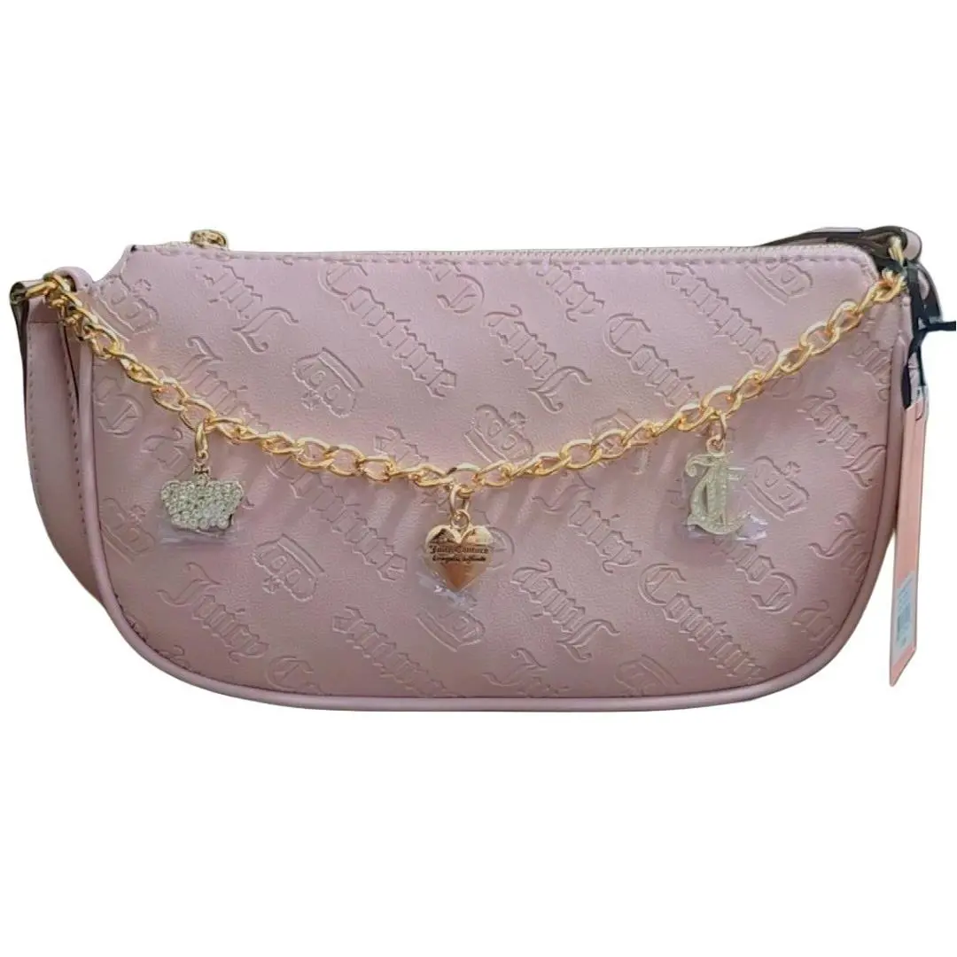 Juicy Couture Not Your Babe Shoulder Bag Purse Dusty Blush w Charms