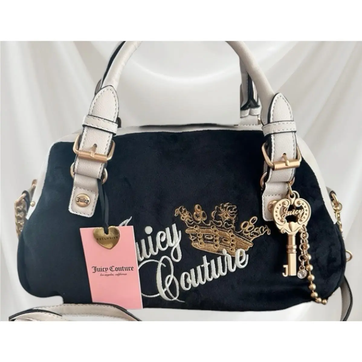 Juicy Couture Liquorice Black The Key To Juicy Satchel Crossbody Velvet