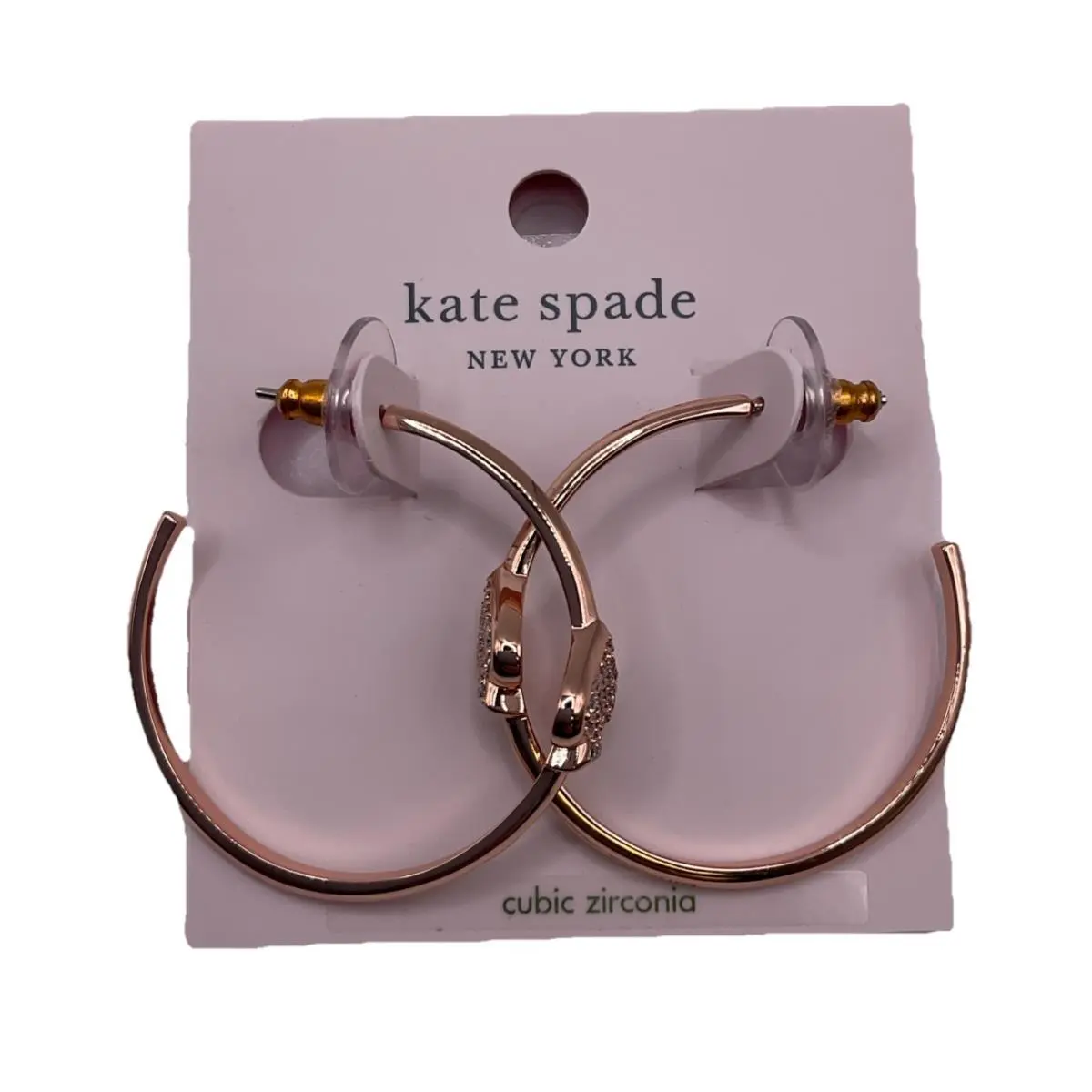 Kate Spade Rose Gold Everyday Spade Pave Hoops Earrings New Hoop Earring Gift