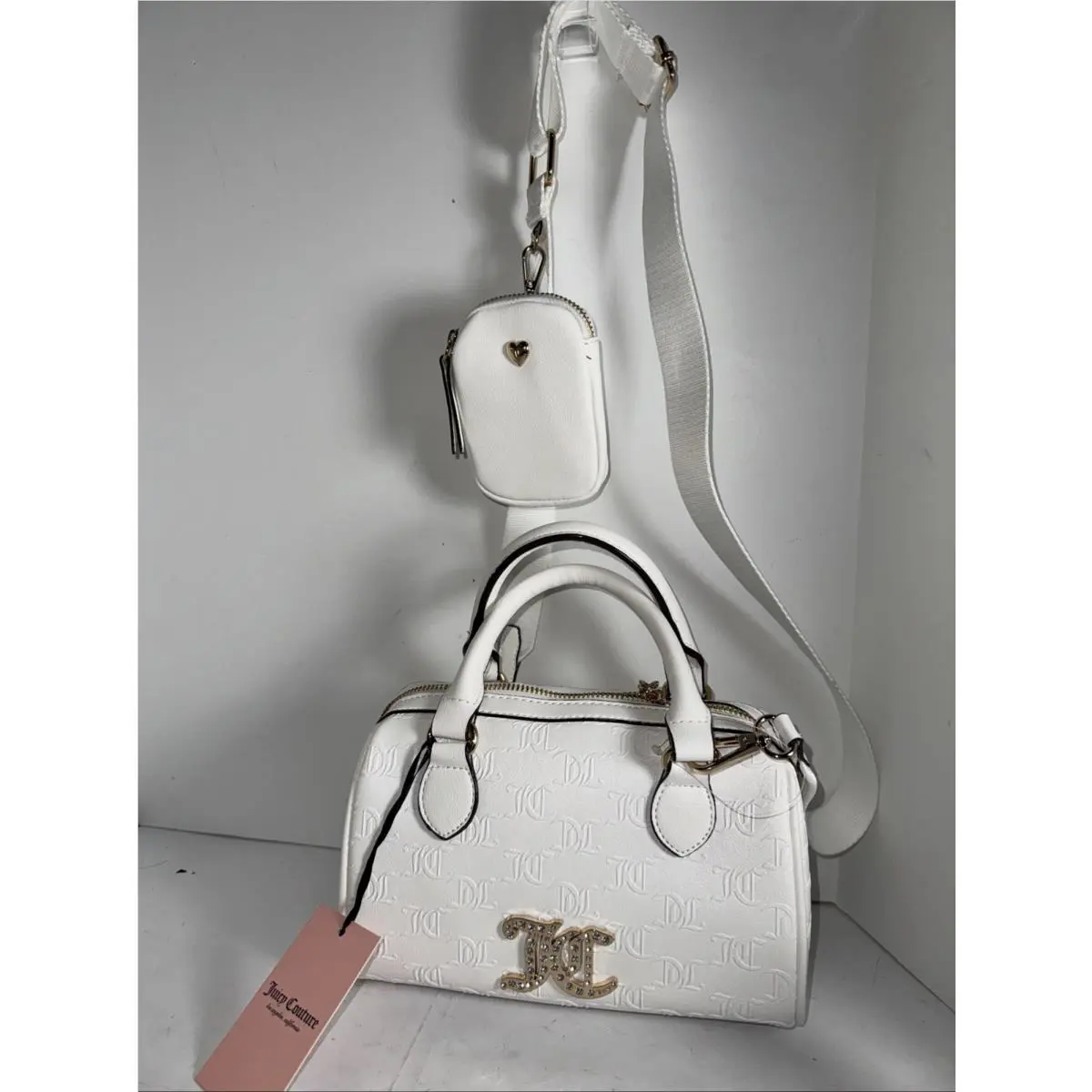 Juicy Couture Monogram/gold White Satchel Bag with Bonus Mini Bag