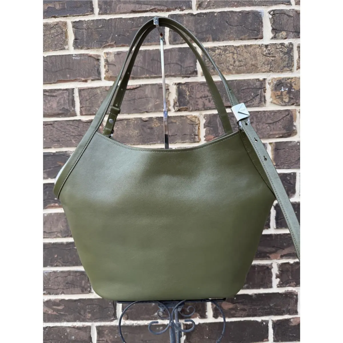 Kate Spade Deco Tulip Leather Tote Shoulder Bag Green