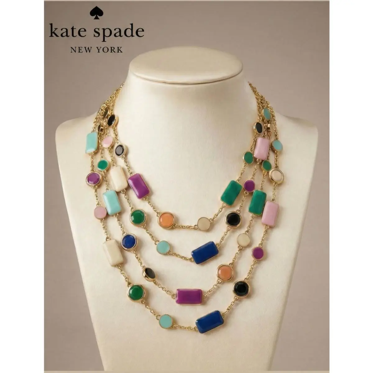 Kate Spade NY Pop Palette Multicolor Gold Tone Layered Necklace