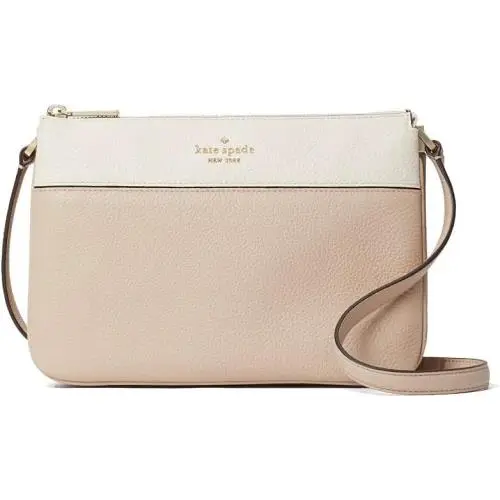 Kate Spade Leila Triple Gusset Handbag Crossbody Purse For Women Light Sand