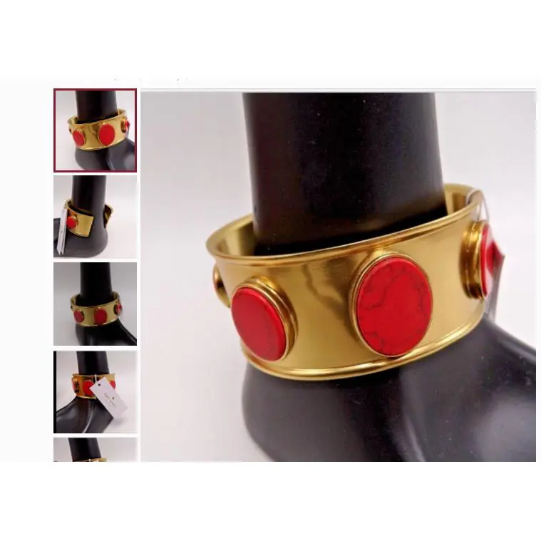 Kate Spade Bright Bold Cuff Bracelet Orange Gold Tone New