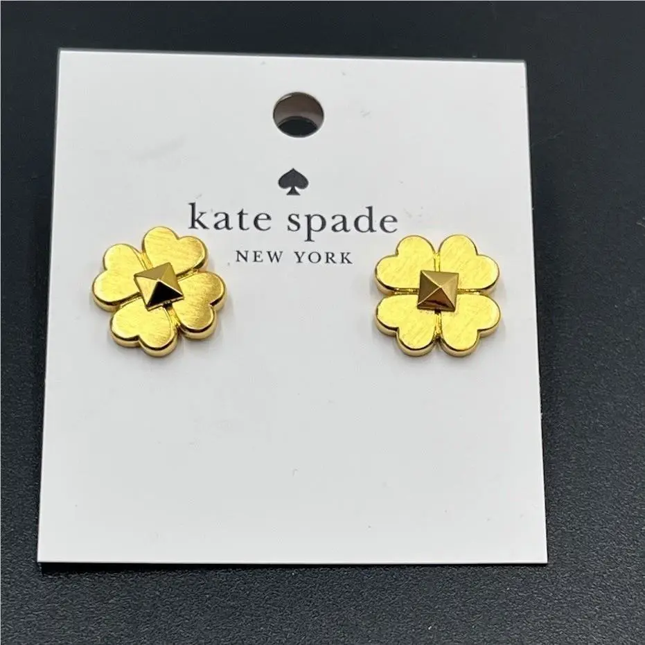 Kate Spade York Spade and Flowers Earrings Studs Brushed Gold