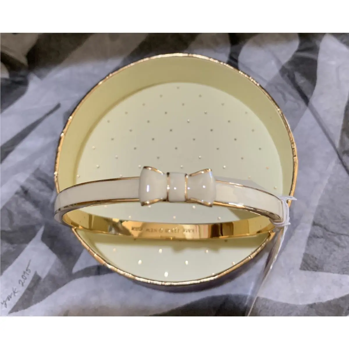 Kate Spade 2014 Take A Bow In Cream Gold Plated Bracelet Bangle