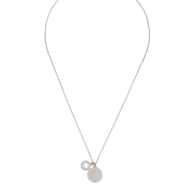 Kate Spade Spot The Spade Pave Charm Necklace Silver New Women`s Jewelry