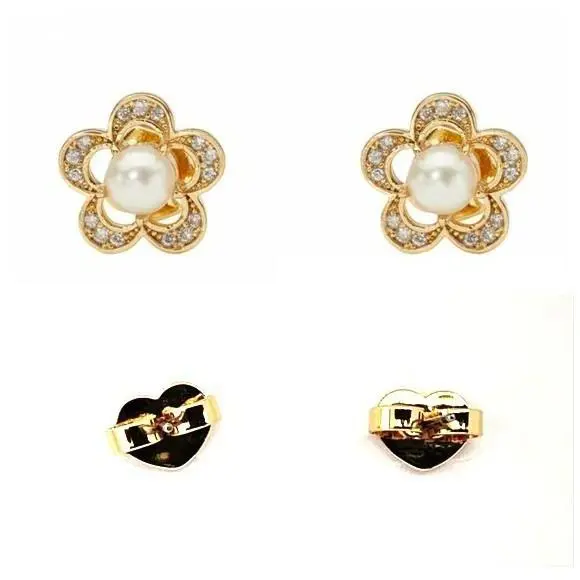 New Kate Spade Gold Tone Jeweled Stencil Scalop Pearl Crystals Stud Earrings+box