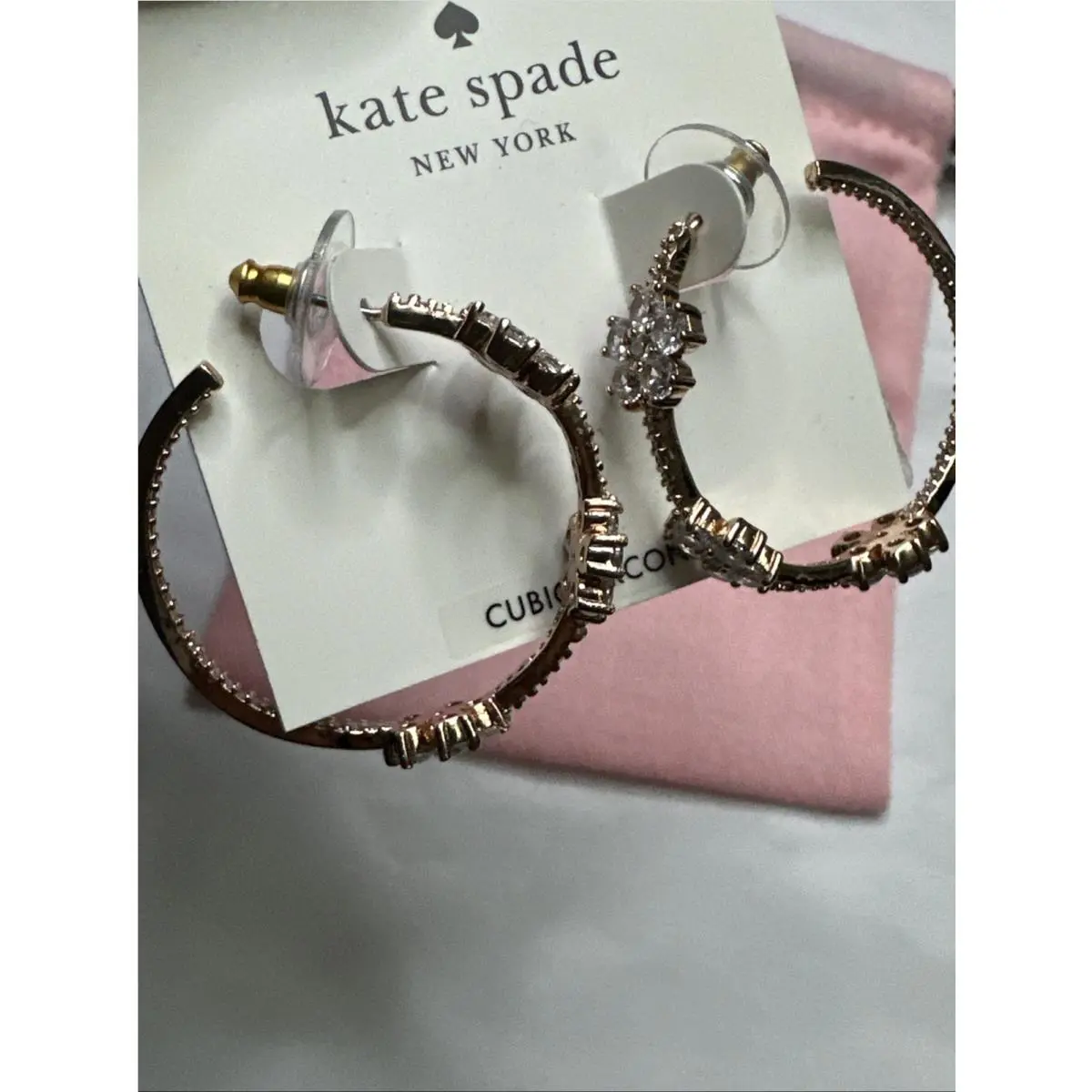 Kate Spade Rose Gold Gleaming Garden Hoop Earrings with Dust Bag