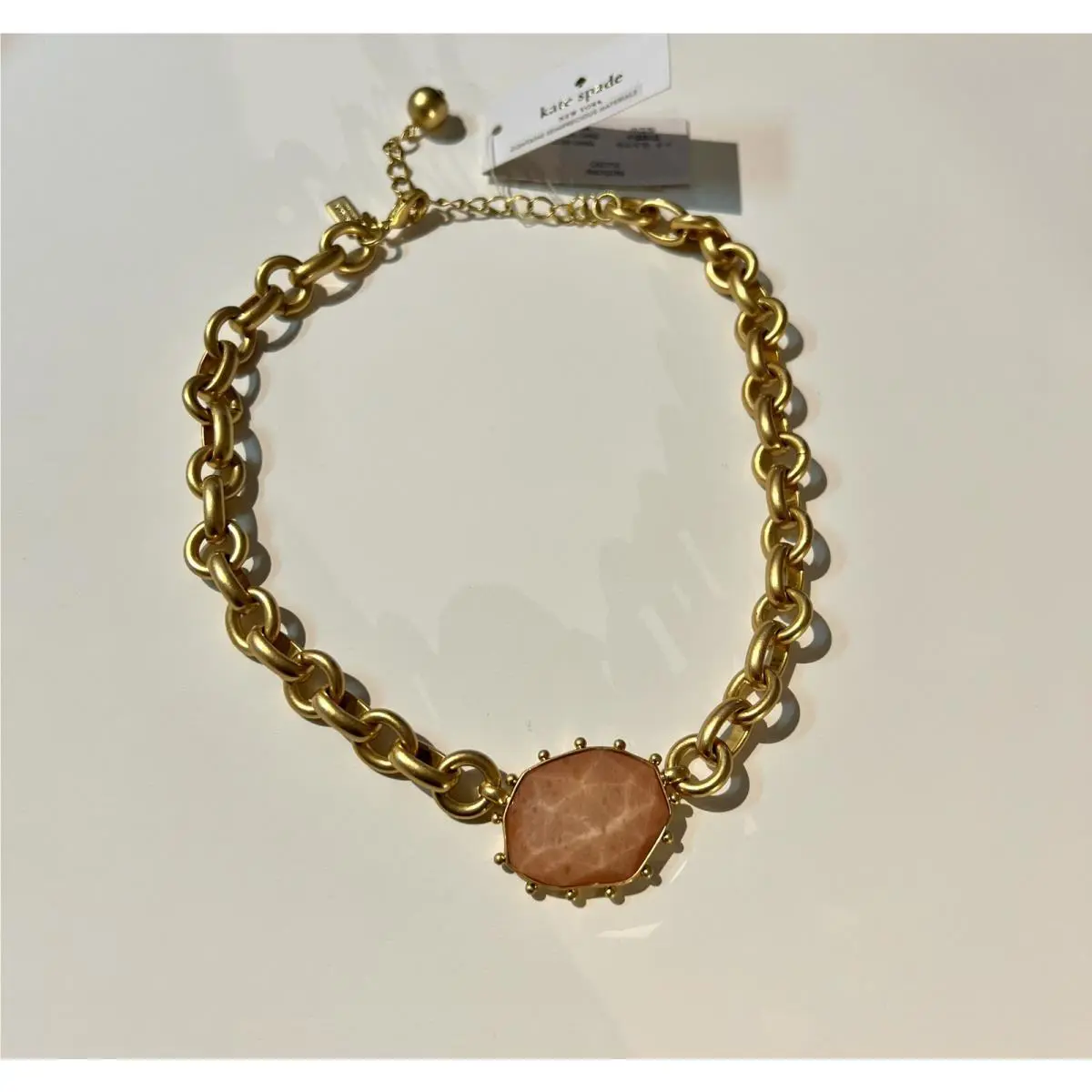 Kate Spade Statement Necklace Rose Quartz Semi Precious Stone
