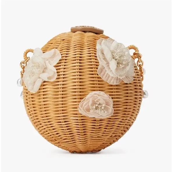 Kate Spade Embellished Wicker Bouquet Lantern Crossbody Bag Rare Find