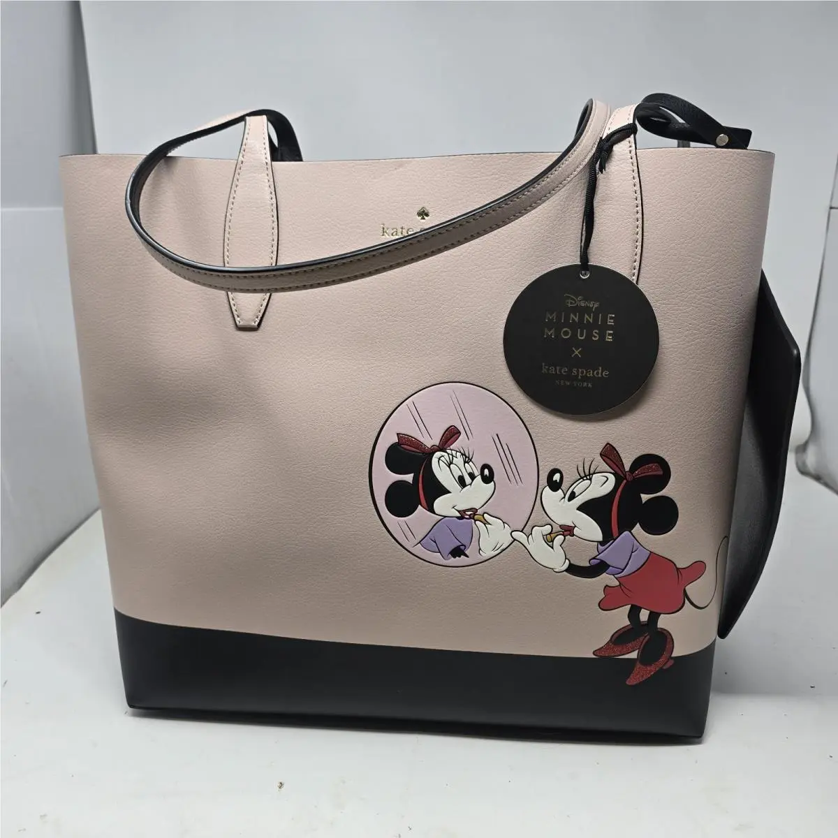 Kate Spade x Disney Minnie Mouse Lipstick Leather Reversible Tote Bag Wristlet