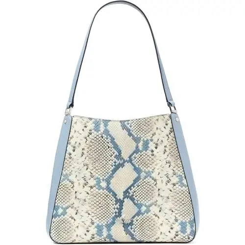 Kate Spade Leila Snake Embossed Medium Triple Compartment Shoulder Bag Mutedblue