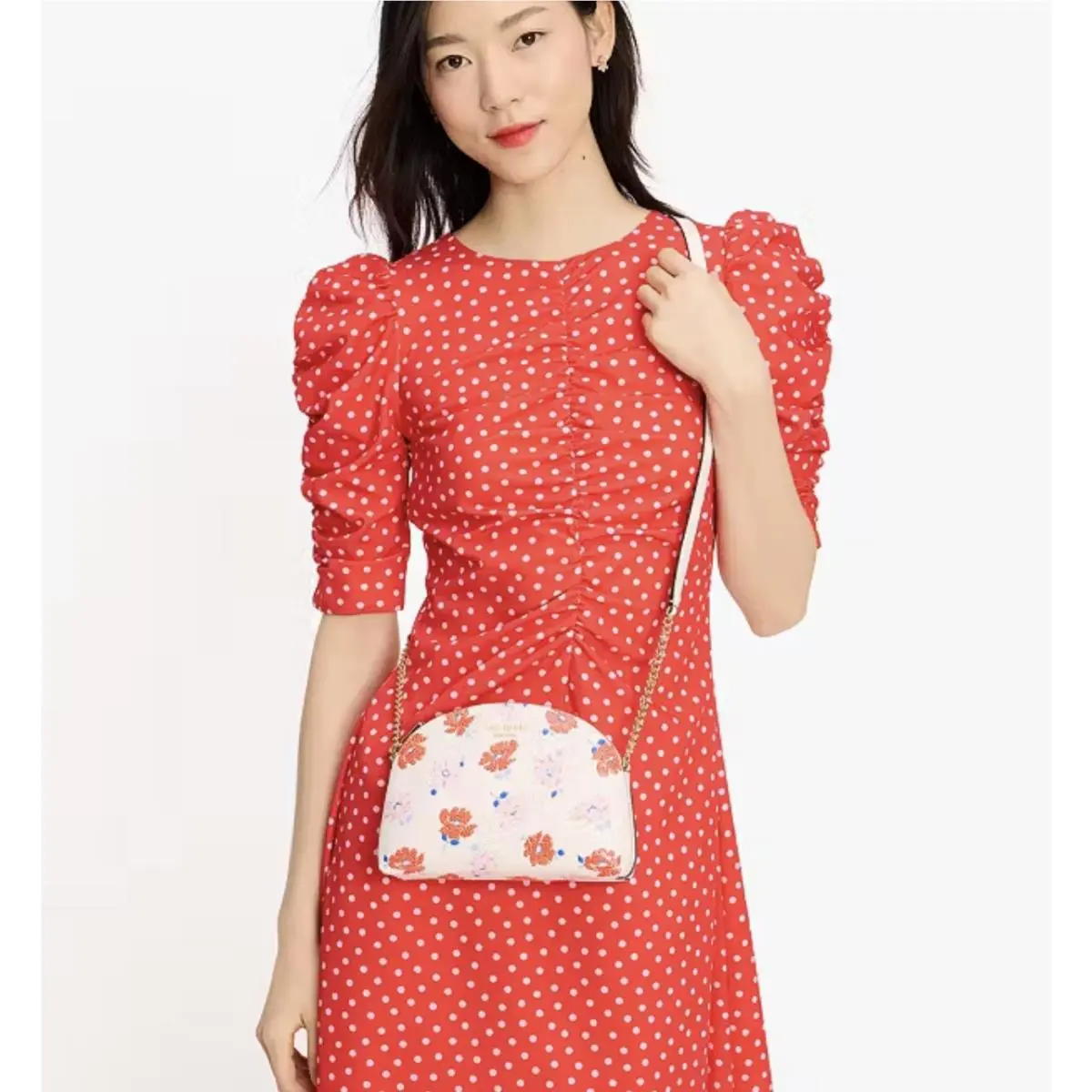 Kate Spade Morgan Dotty Floral Embossed Double-zip Dome Crossbody