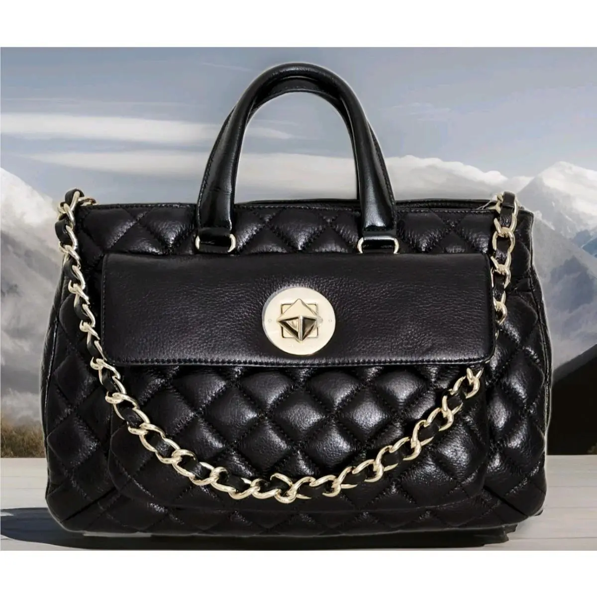 Kate Spade NY Campbell Liberty Street Black Quilted Leather LG Tote Bag