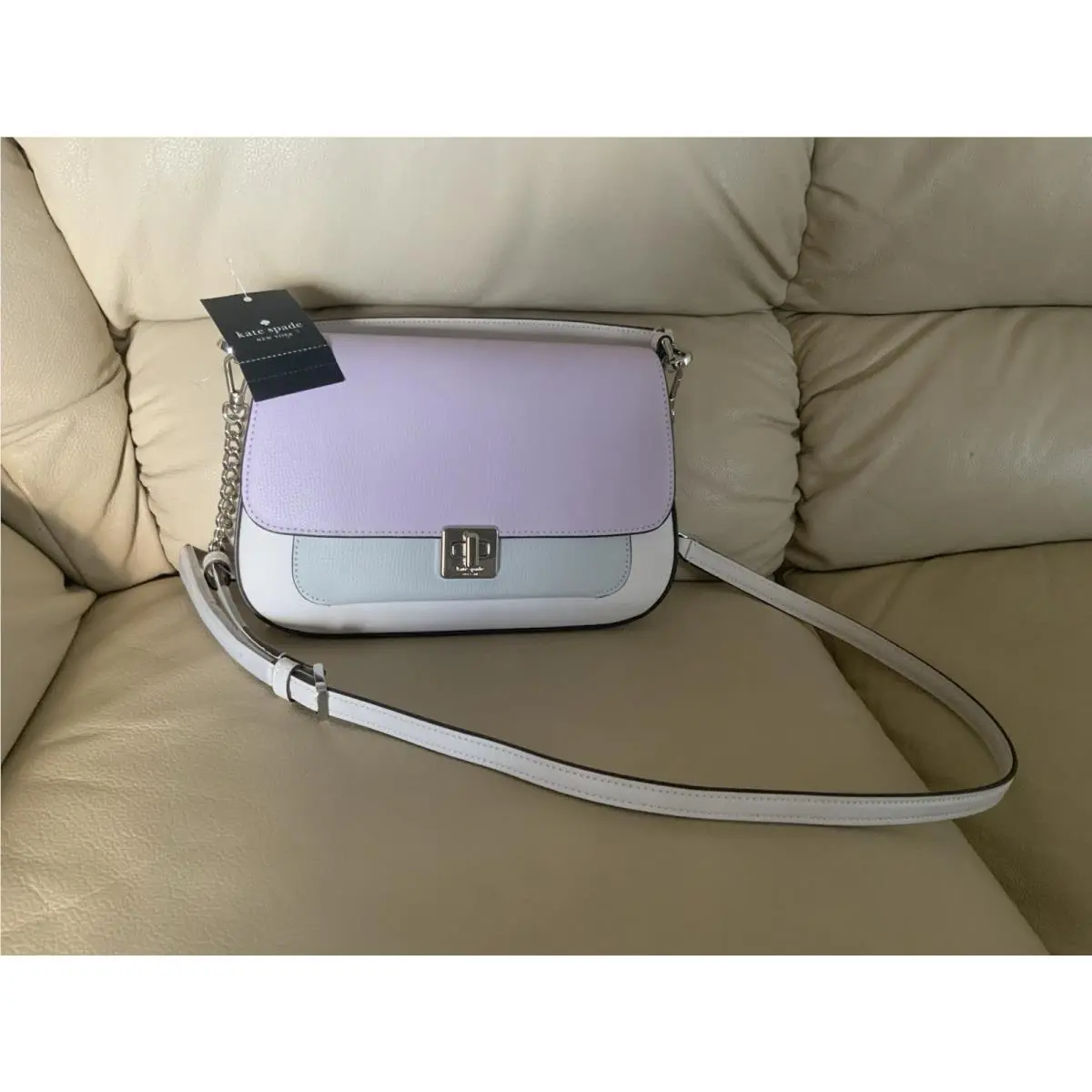 Kate Spade New York Phoebe Crossbody Turnlock Colorblock Bag Purse Violet