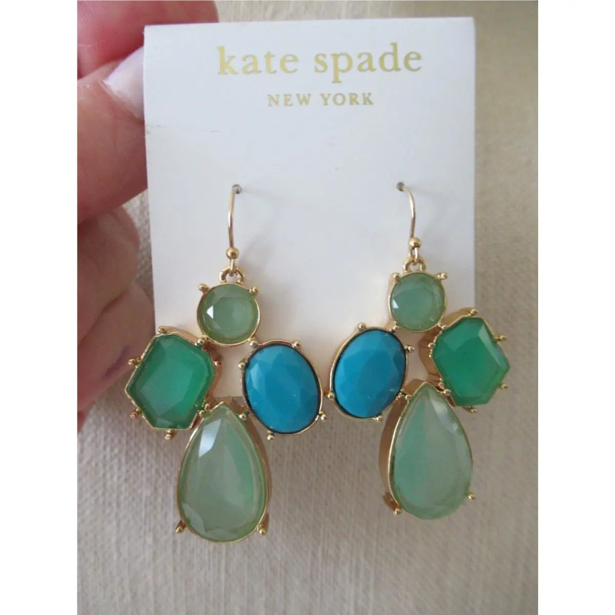 Kate Spade Fabulous Fiesta Cluster G.f. Turquoise/greens Drop Earrings