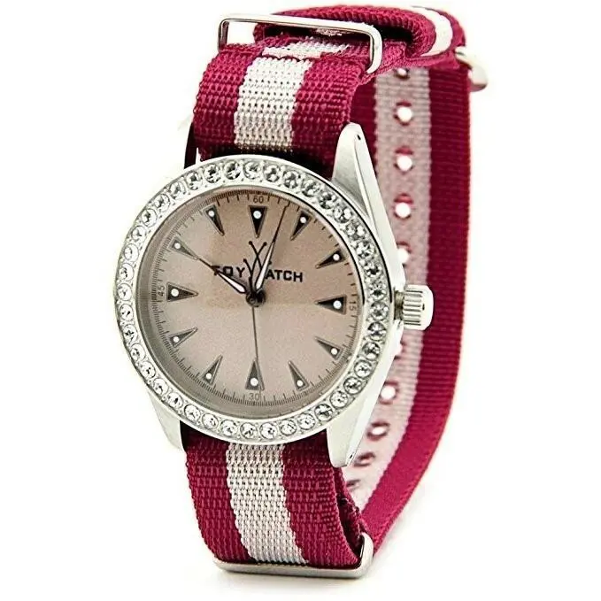 Toy Watch Women`s VI08SL Stainless Steel Swarovski Crystals Burgundy 36mm Watch