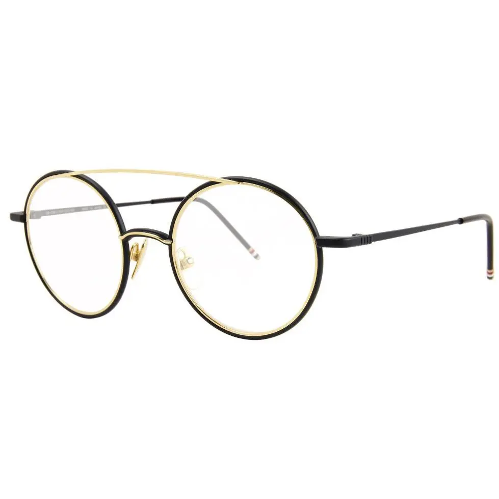 Thom Browon TB-108-C-NVY-GLD Navy Gold Men Aviator Round Sunglasses 12k Gold by Thom Browne