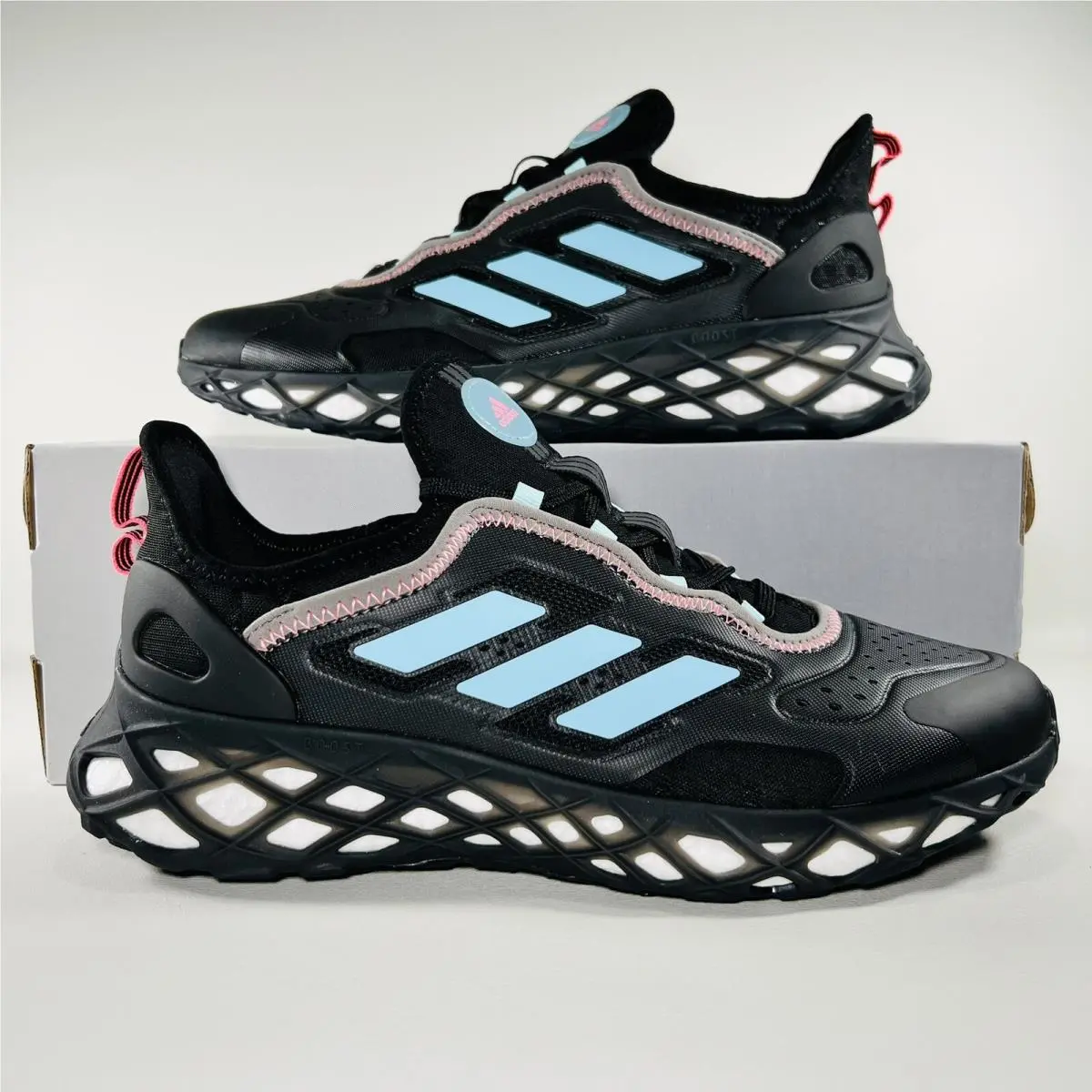 Adidas Web Boost Shoes Men`s Black Blue Athletic Running Sneakers GZ6442