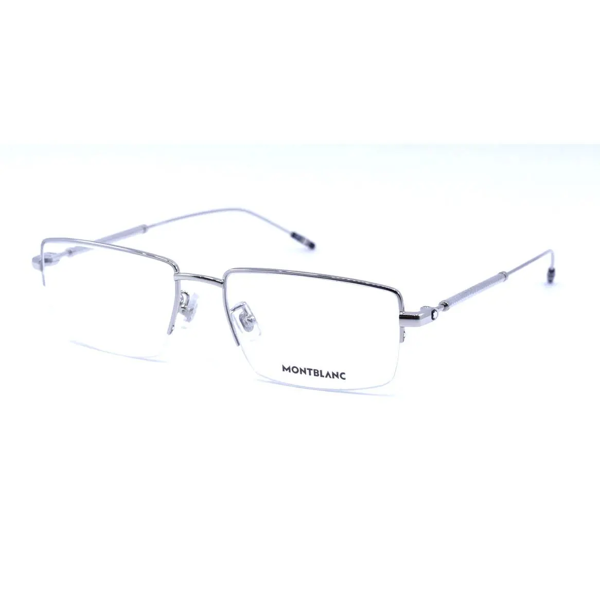 Montblanc Semi-rimless Eyeglasses MB0113O 001 56-18 150 Shiny Silver Frames