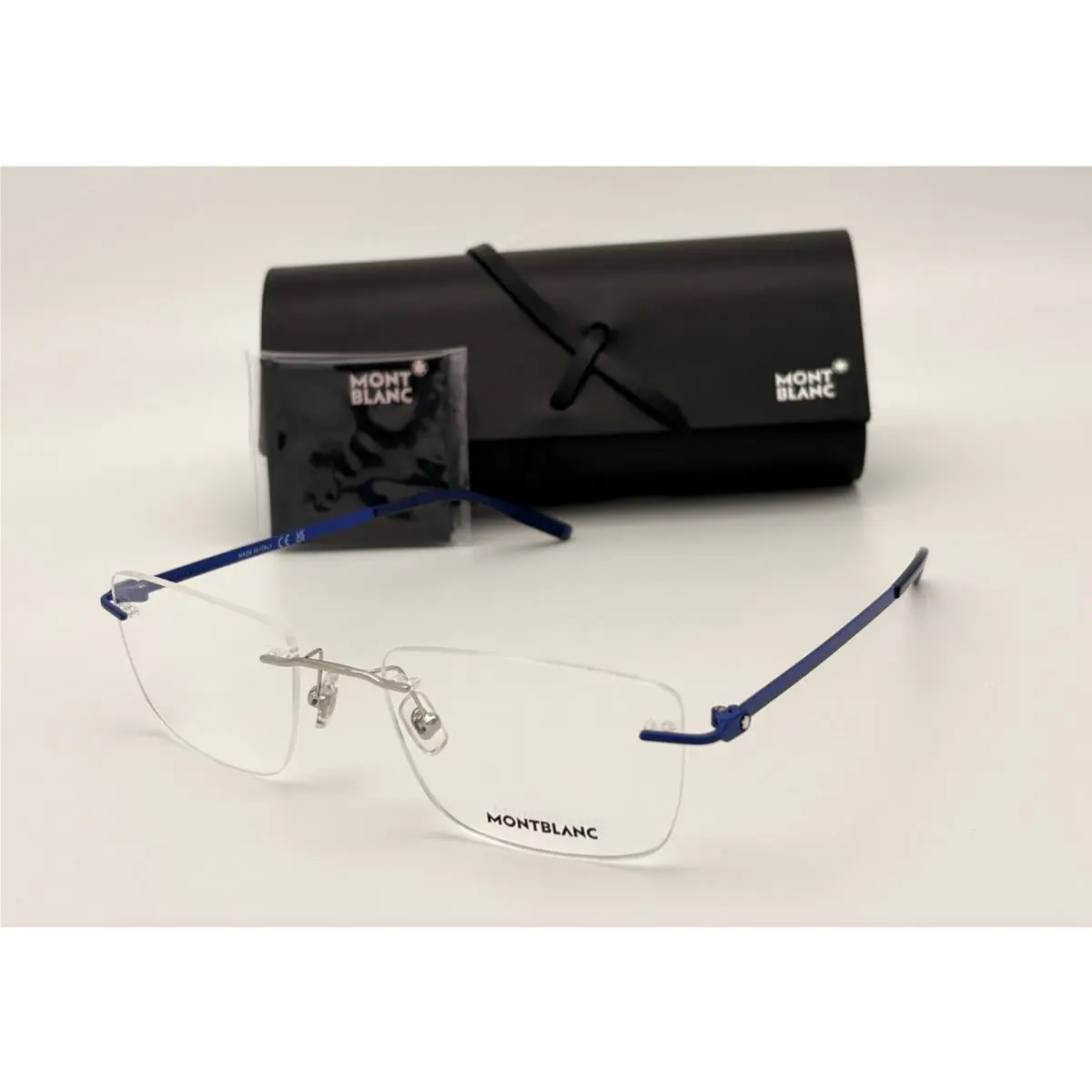 Montblanc Mont Blanc MB0281 008 Silver Blue / Clear Lens 56mm Eyeglasses