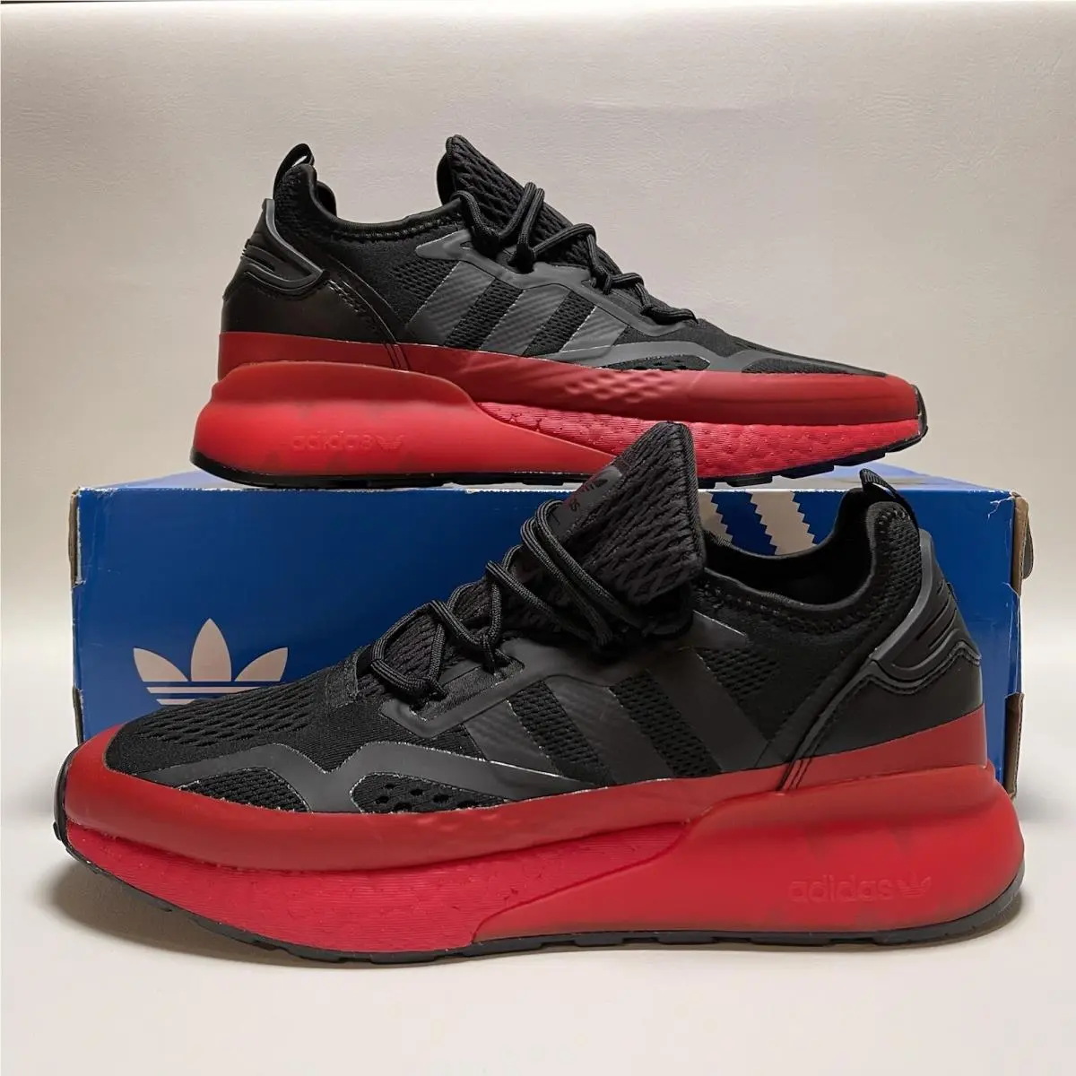 Adidas ZX 2K Boost Men`s Shoes Athletic Sneakers Black Scarlet H67584