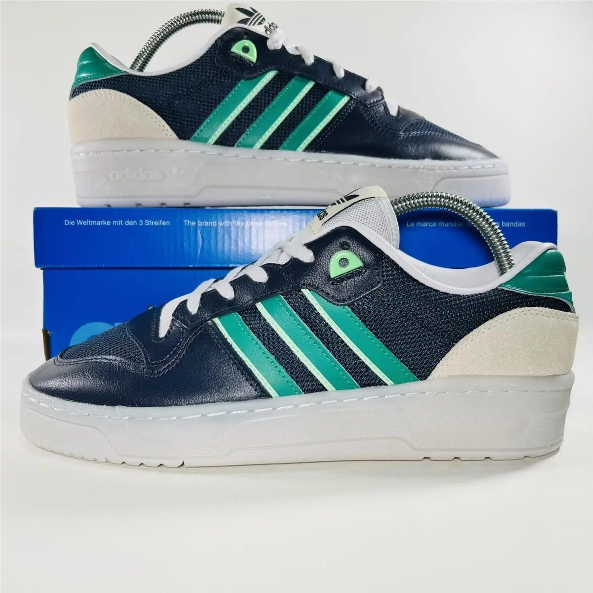 Adidas Rivalry Low Basketball Shoes Men`s Navy Green Athletic Training Sneakers