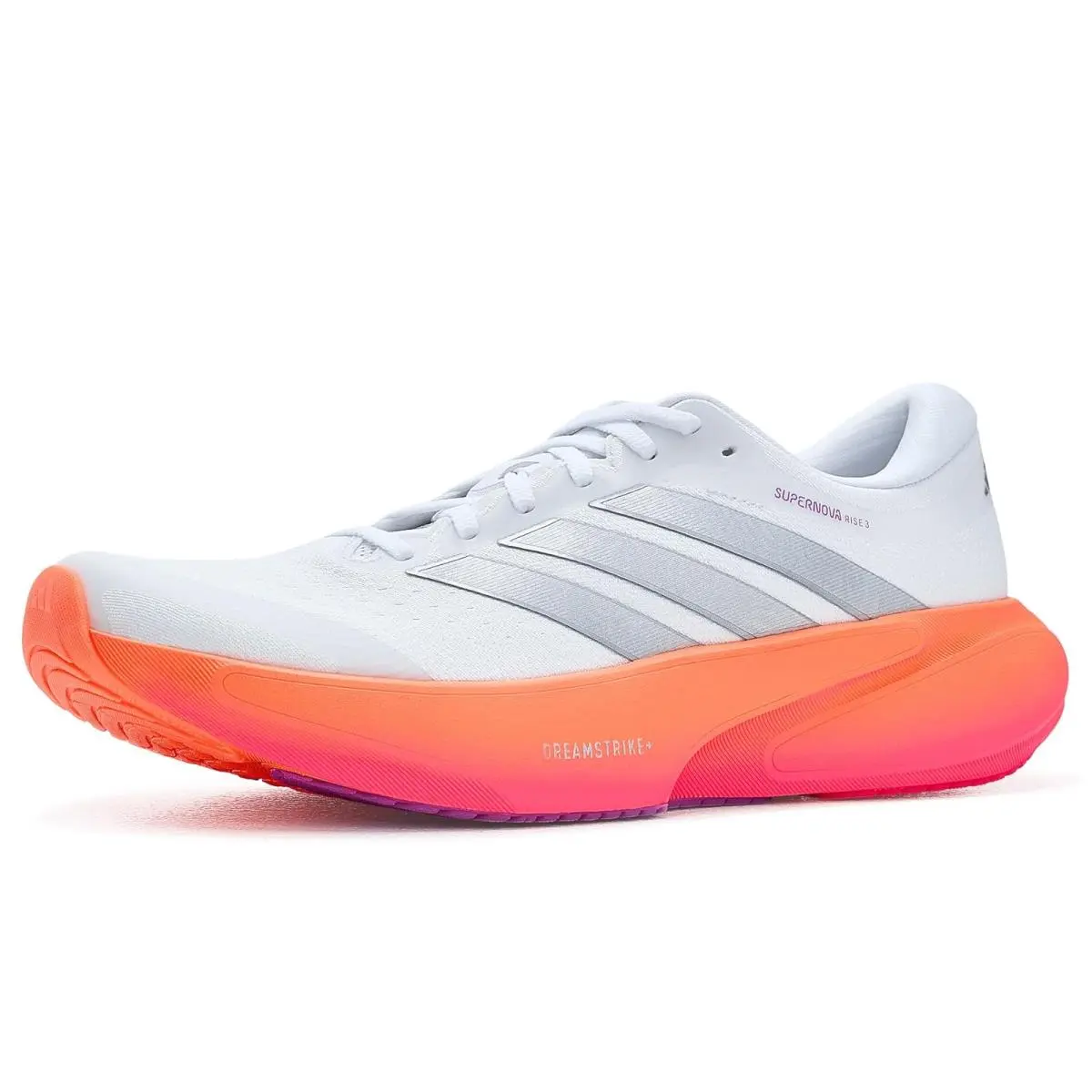 Woman`s Sneakers Athletic Shoes  Supernova Rise 3 Running Shoes White/Silver Metallic/Lucid Pink by Adidas