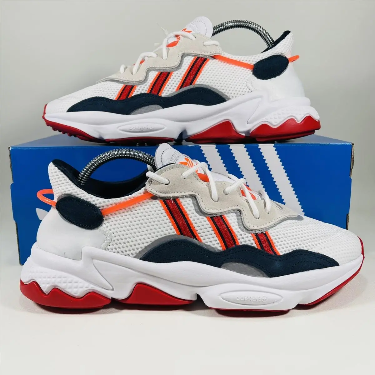 Adidas Ozweego Men`s Shoes Athletic Sneakers White Navy Scarlet EG8127